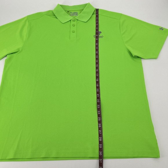 Under Armour Shirt Men 2XL Neon Green Short Sleeve Polo HeatGear Kalahari Resort - Picture 6 of 9